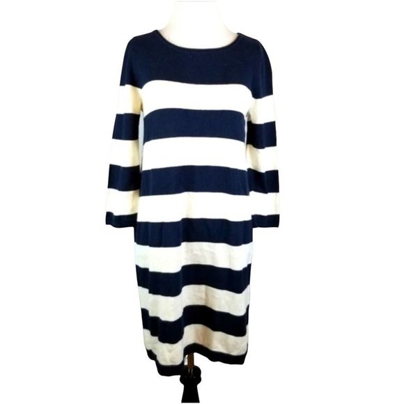H&M Blue & White Striped Sweater Dress Size Small - Picture 1 of 9